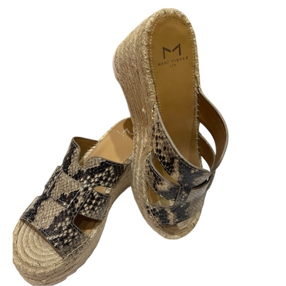 MARC FISHER ROBBYN PYTHON ESPADRILLE WEDGE BOHEMIAN SANDALS SZ 6M EUC - Picture 11 of 13